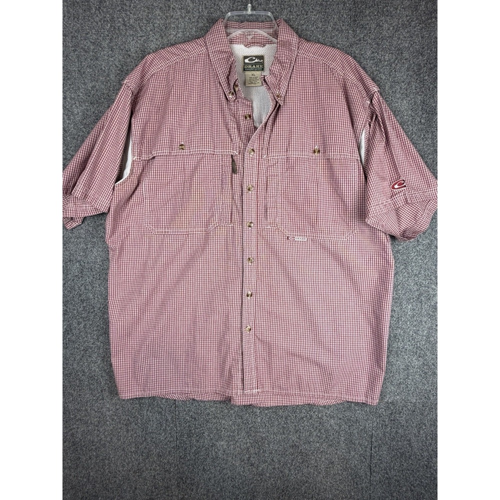 Drake Men's Waterfowl Wingshooter Gingham Plaid Shirt XL